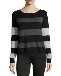 Lisa Todd Striped Scoop Neck Sweater Blackcharcoalbeach Gray