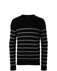Balmain Shoulder Button Striped Sweater