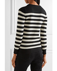 Saint Laurent Striped Cashmere Sweater Black