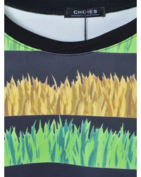 Choies Striped Grass Print Sweatshirt In Black