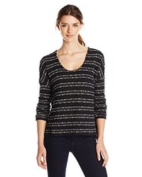 Three Dots Cozy Stripe Sweater With Metallic Stripe