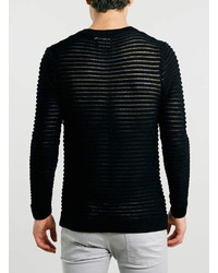 Topman Black Sheer Stripe Sweater