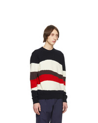 Moncler Tricolor Wool And Mohair Red Wave Sweater