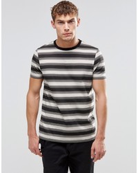 Asos Brand T Shirt In Retro Stripe In Blackstone