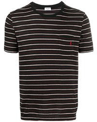 Saint Laurent Embroidered Logo Striped T Shirt