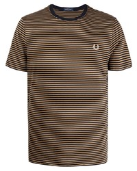 Fred Perry Logo Embroidery Striped Cotton T Shirt