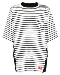 Undercover Logo Patch Striped Cotton T Shirt