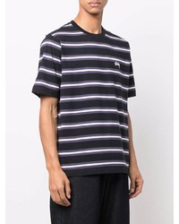 Stussy Striped Embroidered Logo T Shirt