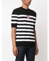 Balmain Striped Piqu Knit T Shirt