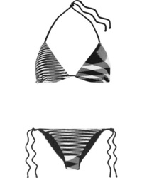 Black Horizontal Striped Crochet Bikini Top