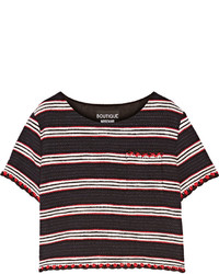 Boutique Moschino Striped Cotton Blend Tweed Top