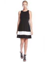 Karen Kane Contrast Stripe Fit Flare Dress Size X Small Black