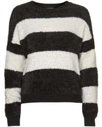 Topshop Black And White Striped Fluffy Sweater 100% Cotton Machine Washable
