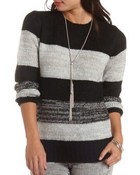 Charlotte Russe Fuzzy Glitter Striped Sweater