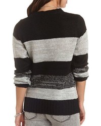 Charlotte Russe Fuzzy Glitter Striped Sweater