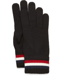 Moncler Striped Logo Cashmere Knit Gloves