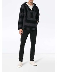 Alanui Black Striped Knitted Cashmere Hooded Jumper