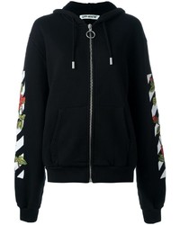 Off-White Striped Roses Print Hoodie