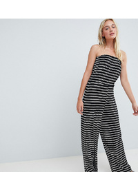 Asos Tall Asos Design Tall Bandeau Jersey Jumpsuit With Wide Leg In Stripe Print