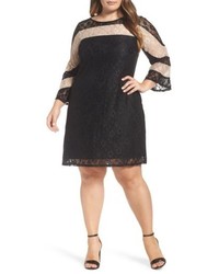 Gabby Skye Plus Size Stripe Colorblock Lace Dress