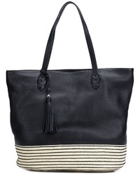 Black Horizontal Striped Leather Bag