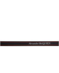 Alexander McQueen Black And Red Leather Thin Twin Skull Belt