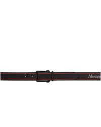 Alexander McQueen Black And Red Leather Thin Twin Skull Belt