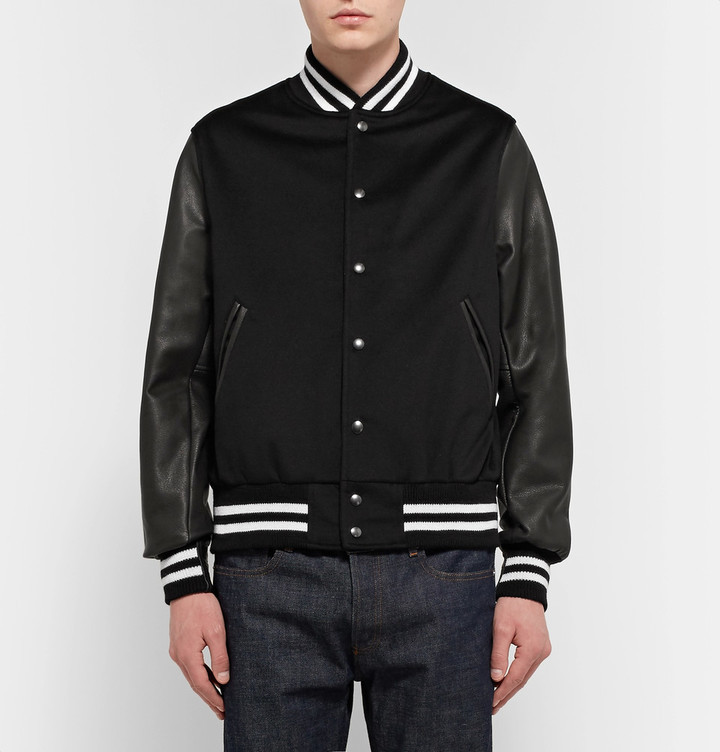 GoldenBear Golden Bear Leather And Wool Bomber Jacket, $640 | MR PORTER ...