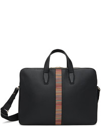 Black Horizontal Striped Leather Briefcase