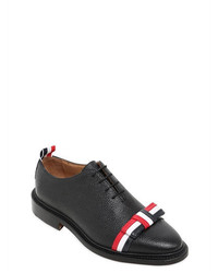 Thom Browne 20mm Striped Bow Pebbled Leather Shoes