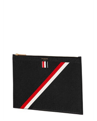 Thom Browne Small Stripes Pebbled Leather Zip Pouch