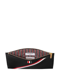 Thom Browne Small Stripes Pebbled Leather Zip Pouch
