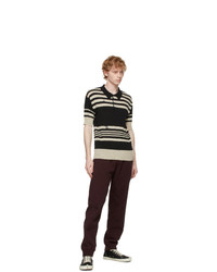 Maison Margiela Black And Beige Wool Linen Polo