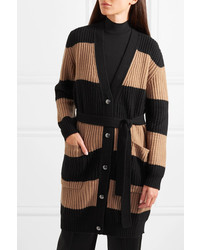 Max Mara Striped Ribbed Wool And Cashmere Blend Cardigan