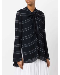 Proenza Schouler Striped Pussybow Top