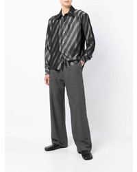 Sulvam Asymmetric Diagonal Stripe Shirt