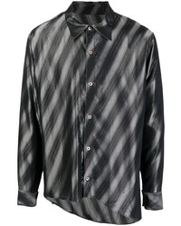 Sulvam Asymmetric Diagonal Stripe Shirt