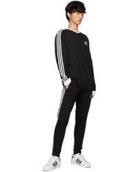 adidas Originals Black Adicolor Classics 3 Stripes Long Sleeve T Shirt