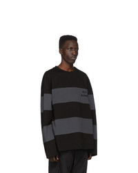 Juun.J Black And Grey Striped Long Sleeve T Shirt