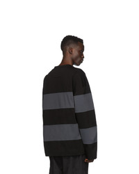 Juun.J Black And Grey Striped Long Sleeve T Shirt