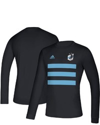 adidas Black Minnesota United Fc Three Stripe Life Pitch Long Sleeve T Shirt