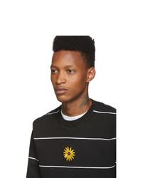Noah NYC Black Stripe Flower Long Sleeve T Shirt