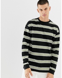 New Look Oversized Long Sleeve T Shirt With In Black Stripe