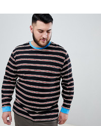 ASOS DESIGN Plus Relaxed Long Sleeve T Shirt With Tonal Retro Stripe