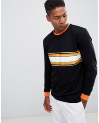 ASOS DESIGN Relaxed Long Sleeve T Shirt With Contrast Chest Stripe And Ringer