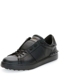 Valentino Garavani Low Top Sneaker With Tonal Stripe Black