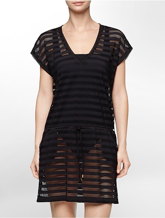 Calvin Klein Mesh Stripe Cover Up, $78 | Calvin Klein | Lookastic