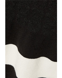 Moschino Boutique Striped Metallic Jacquard Knit Mini Skirt Black