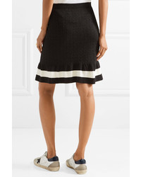 Moschino Boutique Striped Metallic Jacquard Knit Mini Skirt Black