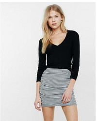 Express Striped Ruched Mini Skirt